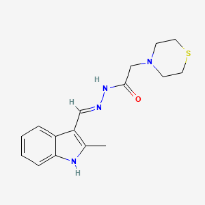molecular formula C16H20N4OS B6060796 N-[(E)-(2-methyl-1H-indol-3-yl)methylideneamino]-2-thiomorpholin-4-ylacetamide 
