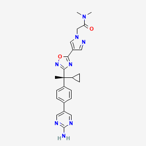 B606090 2-[4-[3-[(1R)-1-[4-(2-aminopyrimidin-5-yl)phenyl]-1-cyclopropylethyl]-1,2,4-oxadiazol-5-yl]pyrazol-1-yl]-N,N-dimethylacetamide CAS No. 1360550-04-4