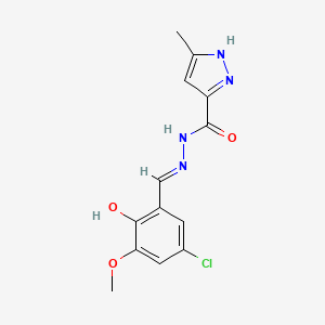 molecular formula C13H13ClN4O3 B6060913 N'-[(E)-(5-chloro-2-hydroxy-3-methoxyphenyl)methylidene]-3-methyl-1H-pyrazole-5-carbohydrazide 