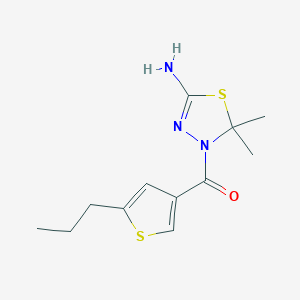 molecular formula C12H17N3OS2 B6061206 [5-AMINO-2,2-DIMETHYL-1,3,4-THIADIAZOL-3(2H)-YL](5-PROPYL-3-THIENYL)METHANONE 