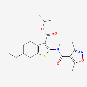 molecular formula C20H26N2O4S B6061258 Propan-2-yl 2-{[(3,5-dimethyl-1,2-oxazol-4-yl)carbonyl]amino}-6-ethyl-4,5,6,7-tetrahydro-1-benzothiophene-3-carboxylate 