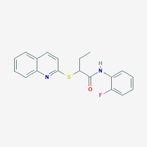 molecular formula C19H17FN2OS B6061407 N-(2-fluorophenyl)-2-quinolin-2-ylsulfanylbutanamide 