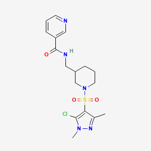 molecular formula C17H22ClN5O3S B6061450 N-({1-[(5-chloro-1,3-dimethyl-1H-pyrazol-4-yl)sulfonyl]-3-piperidinyl}methyl)nicotinamide 