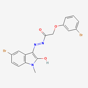 molecular formula C17H13Br2N3O3 B6061458 N'~1~-(5-BROMO-1-METHYL-2-OXO-1,2-DIHYDRO-3H-INDOL-3-YLIDEN)-2-(3-BROMOPHENOXY)ACETOHYDRAZIDE 