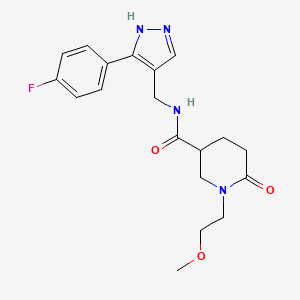 molecular formula C19H23FN4O3 B6061480 N-[[5-(4-fluorophenyl)-1H-pyrazol-4-yl]methyl]-1-(2-methoxyethyl)-6-oxopiperidine-3-carboxamide 