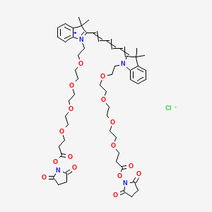 (2,5-Dioxopyrrolidin-1-yl) 3-[2-[2-[2-[2-[2-[5-[1-[2-[2-[2-[2-[3-(2,5-dioxopyrrolidin-1-yl)oxy-3-oxopropoxy]ethoxy]ethoxy]ethoxy]ethyl]-3,3-dimethylindol-1-ium-2-yl]penta-2,4-dienylidene]-3,3-dimethylindol-1-yl]ethoxy]ethoxy]ethoxy]ethoxy]propanoate;chloride