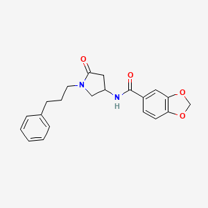 molecular formula C21H22N2O4 B6061713 N-[5-oxo-1-(3-phenylpropyl)-3-pyrrolidinyl]-1,3-benzodioxole-5-carboxamide 