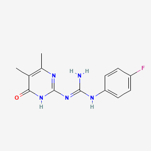 molecular formula C13H14FN5O B6061973 1-(4-Fluorophenyl)-3-(4-hydroxy-5,6-dimethylpyrimidin-2-yl)guanidine 