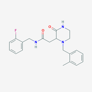 molecular formula C21H24FN3O2 B6062004 N-[(2-fluorophenyl)methyl]-2-[1-[(2-methylphenyl)methyl]-3-oxopiperazin-2-yl]acetamide 