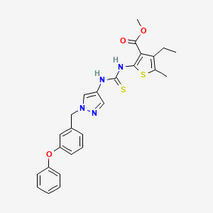 molecular formula C26H26N4O3S2 B6062135 methyl 4-ethyl-5-methyl-2-[({[1-(3-phenoxybenzyl)-1H-pyrazol-4-yl]amino}carbonothioyl)amino]-3-thiophenecarboxylate 