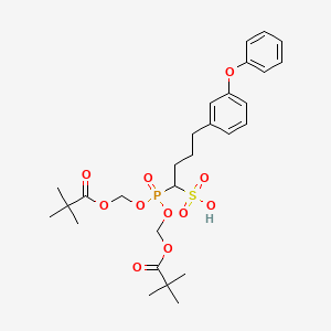 molecular formula C28H39O10PS B606218 Propanoic acid, 2,2-dimethyl-, ((4-(3-phenoxyphenyl)-1-sulfobutyl)phosphinylidene)bis(oxymethylene) ester CAS No. 191866-32-7
