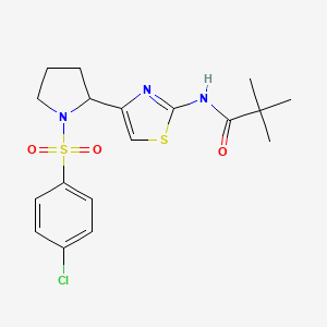 molecular formula C18H22ClN3O3S2 B6062189 N-[4-[1-(4-chlorophenyl)sulfonylpyrrolidin-2-yl]-1,3-thiazol-2-yl]-2,2-dimethylpropanamide 