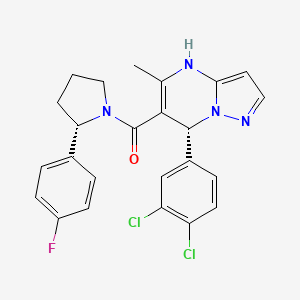 molecular formula C24H21Cl2FN4O B606231 Methanone, ((7R)-7-(3,4-dichlorophenyl)-4,7-dihydro-5-methylpyrazolo(1,5-a)pyrimidin-6-yl)((2S)-2-(4-fluorophenyl)-1-pyrrolidinyl)- CAS No. 343246-73-1