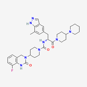 molecular formula C35H45FN8O3 B606242 (R)-4-(8-Fluoro-2-oxo-1,2-dihydroquinazolin-3(4H)-yl)-N-(3-(7-methyl-1H-indazol-5-yl)-1-oxo-1-(4-(piperidin-1-yl)piperidin-1-yl)propan-2-yl)piperidine-1-carboxamide CAS No. 1050381-35-5
