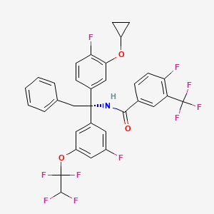molecular formula C34H23F10NO3 B606252 N-[(1R)-1-(3-cyclopropyloxy-4-fluorophenyl)-1-[3-fluoro-5-(1,1,2,2-tetrafluoroethoxy)phenyl]-2-phenylethyl]-4-fluoro-3-(trifluoromethyl)benzamide CAS No. 939390-99-5
