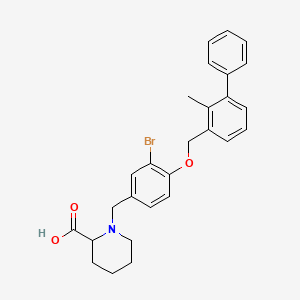 molecular formula C27H28BrNO3 B606253 1-[3-Bromo-4-(2-methyl-biphenyl-3-ylmethoxy)-benzyl]-piperidine-2-carboxylic acid CAS No. 1675201-90-7