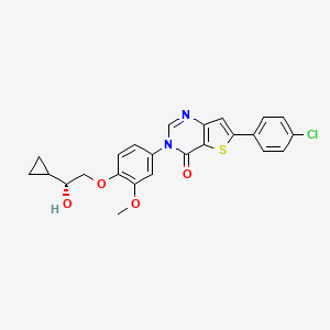 molecular formula C24H21ClN2O4S B606258 (r)-6-(4-Chlorophenyl)-3-(4-(2-cyclopropyl-2-hydroxyethoxy)-3-methoxyphenyl)thieno[3,2-d]pyrimidin-4(3h)-one CAS No. 1197420-05-5