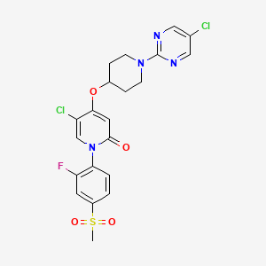 molecular formula C21H19Cl2FN4O4S B606266 5-Chloro-4-((1-(5-chloro-2-pyrimidinyl)-4-piperidinyl)oxy)-1-(2-fluoro-4-(methylsulfonyl)phenyl)-2(1H)-pyridinone CAS No. 1339944-47-6