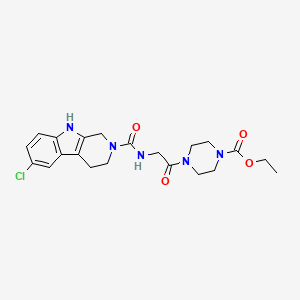 molecular formula C21H26ClN5O4 B6062846 ethyl 4-{N-[(6-chloro-1,3,4,9-tetrahydro-2H-beta-carbolin-2-yl)carbonyl]glycyl}piperazine-1-carboxylate 