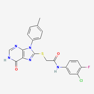 molecular formula C20H15ClFN5O2S B6063063 N-(3-chloro-4-fluorophenyl)-2-{[9-(4-methylphenyl)-6-oxo-6,9-dihydro-1H-purin-8-yl]sulfanyl}acetamide 