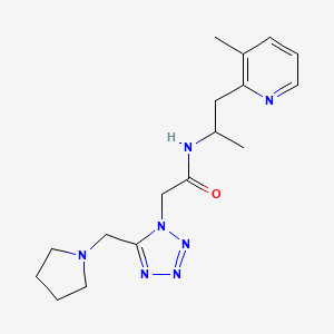 molecular formula C17H25N7O B6063085 N-[1-methyl-2-(3-methyl-2-pyridinyl)ethyl]-2-[5-(1-pyrrolidinylmethyl)-1H-tetrazol-1-yl]acetamide 