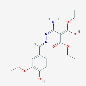 molecular formula C17H23N3O6 B6063105 DIETHYL 2-(AMINO{2-[(E)-1-(3-ETHOXY-4-HYDROXYPHENYL)METHYLIDENE]HYDRAZINO}METHYLENE)MALONATE 