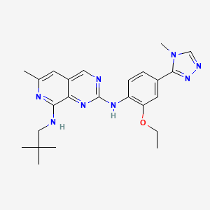 molecular formula C24H30N8O B606318 N2-(2-Ethoxy-4-(4-methyl-4H-1,2,4-triazol-3-yl)phenyl)-6-methyl-N8-neopentylpyrido[3,4-d]pyrimidine-2,8-diamine CAS No. 1578245-44-9