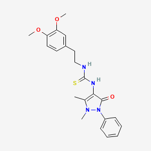 molecular formula C22H26N4O3S B6063327 N-[2-(3,4-dimethoxyphenyl)ethyl]-N'-(1,5-dimethyl-3-oxo-2-phenyl-2,3-dihydro-1H-pyrazol-4-yl)thiourea 