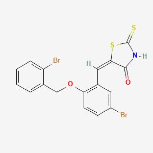 molecular formula C17H11Br2NO2S2 B606334 5-[[5-Bromo-2-[(2-bromophenyl)methoxy]phenyl]methylene]-2-thioxo-4-thiazolidinone CAS No. 893449-38-2