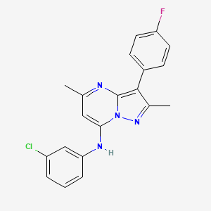 molecular formula C20H16ClFN4 B6063640 N-(3-chlorophenyl)-3-(4-fluorophenyl)-2,5-dimethylpyrazolo[1,5-a]pyrimidin-7-amine 