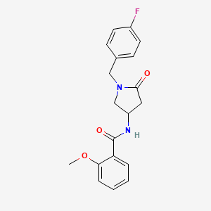 molecular formula C19H19FN2O3 B6063644 N-[1-(4-fluorobenzyl)-5-oxo-3-pyrrolidinyl]-2-methoxybenzamide 
