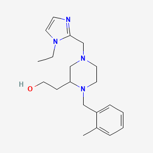 molecular formula C20H30N4O B6063740 2-[4-[(1-ethyl-1H-imidazol-2-yl)methyl]-1-(2-methylbenzyl)-2-piperazinyl]ethanol 