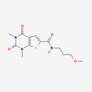 molecular formula C13H17N3O4S B6063847 N-(3-methoxypropyl)-1,3-dimethyl-2,4-dioxo-1,2,3,4-tetrahydrothieno[2,3-d]pyrimidine-6-carboxamide 