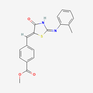 molecular formula C19H16N2O3S B6063950 methyl 4-{[2-[(2-methylphenyl)amino]-4-oxo-1,3-thiazol-5(4H)-ylidene]methyl}benzoate 