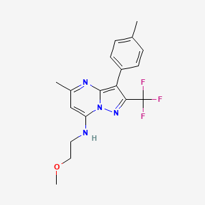 molecular formula C18H19F3N4O B6064047 N-(2-methoxyethyl)-5-methyl-3-(4-methylphenyl)-2-(trifluoromethyl)pyrazolo[1,5-a]pyrimidin-7-amine 