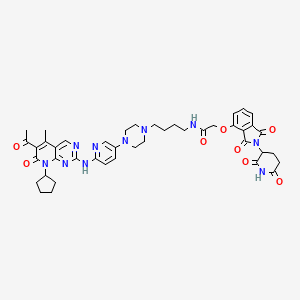 N-[4-[4-[6-[(6-acetyl-8-cyclopentyl-5-methyl-7-oxopyrido[2,3-d]pyrimidin-2-yl)amino]pyridin-3-yl]piperazin-1-yl]butyl]-2-[2-(2,6-dioxopiperidin-3-yl)-1,3-dioxoisoindol-4-yl]oxyacetamide