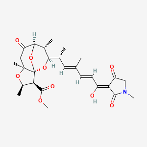 molecular formula C27H35NO9 B606424 methyl (1S,2S,3R,5S,8R,9R,10R)-10-[(2R,3E,5E,7Z)-7-hydroxy-4-methyl-7-(1-methyl-2,4-dioxopyrrolidin-3-ylidene)hepta-3,5-dien-2-yl]-3,5,9-trimethyl-7-oxo-4,11,12-trioxatricyclo[6.3.1.01,5]dodecane-2-carboxylate CAS No. 69774-86-3