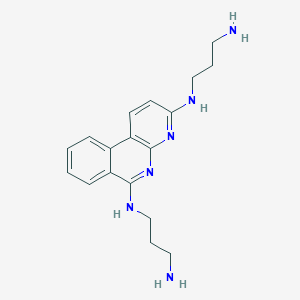 molecular formula C18H24N6 B606438 N,N'-Bis(3-aminopropyl)benzo[c][1,8]naphthyridine-3,6-diamine CAS No. 1994258-88-6