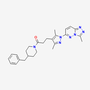 molecular formula C26H31N7O B606444 6-{4-[3-(4-benzylpiperidin-1-yl)-3-oxopropyl]-3,5-dimethyl-1H-pyrazol-1-yl}-3-methyl[1,2,4]triazolo[4,3-b]pyridazine CAS No. 1358099-18-9
