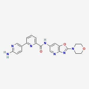 molecular formula C21H19N7O3 B606448 6'-amino-N-(2-morpholinooxazolo[4,5-b]pyridin-6-yl)-[2,3'-bipyridine]-6-carboxamide CAS No. 1801343-74-7