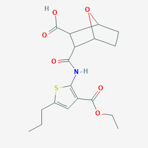 molecular formula C18H23NO6S B6064559 3-{[3-(Ethoxycarbonyl)-5-propylthiophen-2-yl]carbamoyl}-7-oxabicyclo[2.2.1]heptane-2-carboxylic acid 