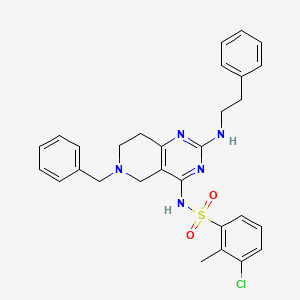 molecular formula C29H30ClN5O2S B606461 N-[6-benzyl-2-(2-phenylethylamino)-7,8-dihydro-5H-pyrido[4,3-d]pyrimidin-4-yl]-3-chloro-2-methylbenzenesulfonamide CAS No. 1208123-85-6