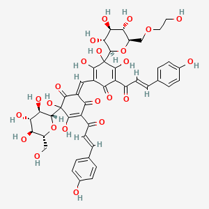 molecular formula C43H42O22 B606489 (E)-5,6-dihydroxy-4-((E)-3-(4-hydroxyphenyl)acryloyl)-2-((2,3,4-trihydroxy-5-((E)-3-(4-hydroxyphenyl)acryloyl)-6-oxo-3-((2R,3R,4S,5S,6R)-3,4,5-trihydroxy-6-(hydroxymethyl)tetrahydro-2H-pyran-2-yl)cyclohexa-1,4-dien-1-yl)methylene)-6-((2R,3R,4S,5S,6R)-3,4,5-trihydroxy-6-(hydroxymethyl)tetrahydro-2H-pyran-2-yl)cyclohex-4-ene-1,3-dione CAS No. 36338-96-2