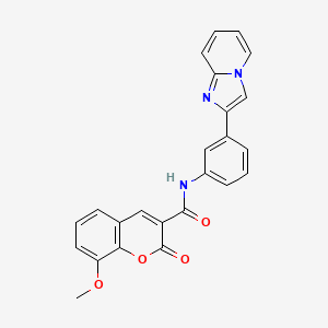 molecular formula C24H17N3O4 B606490 N-(3-(imidazo[1,2-a]pyridin-2-yl)phenyl)-8-methoxy-2-oxo-2H-chromene-3-carboxamide CAS No. 1100353-03-4