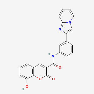 molecular formula C23H15N3O4 B606491 8-hydroxy-N-(3-(imidazo[1,2-a]pyridin-2-yl)phenyl)-2-oxo-2H-chromene-3-carboxamide CAS No. 1170689-68-5