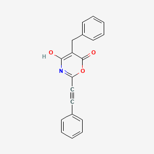 molecular formula C19H13NO3 B606492 5-Benzyl-4-hydroxy-2-(phenylethynyl)-6h-1,3-oxazin-6-one CAS No. 1438463-77-4