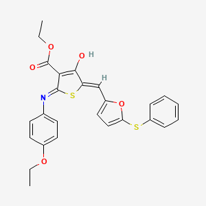 molecular formula C26H23NO5S2 B6064964 ethyl (5Z)-2-[(4-ethoxyphenyl)amino]-4-oxo-5-{[5-(phenylsulfanyl)furan-2-yl]methylidene}-4,5-dihydrothiophene-3-carboxylate 