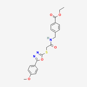 molecular formula C21H21N3O5S B6065073 Ethyl 4-{[({[5-(4-methoxyphenyl)-1,3,4-oxadiazol-2-yl]sulfanyl}acetyl)amino]methyl}benzoate 