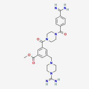 molecular formula C27H34N8O4 B606510 Methyl 3-[4-(4-carbamimidoylbenzoyl)piperazine-1-carbonyl]-5-[(4-carbamimidoylpiperazin-1-yl)methyl]benzoate CAS No. 1379573-92-8