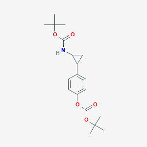 molecular formula C19H27NO5 B606511 Tert-butyl [4-[2-[(2-methylpropan-2-yl)oxycarbonylamino]cyclopropyl]phenyl] carbonate CAS No. 1639358-50-1